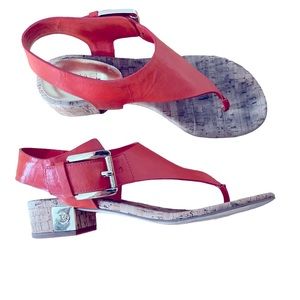 Michael Kors Orange Leather Cork Sandals Size 36 1/2